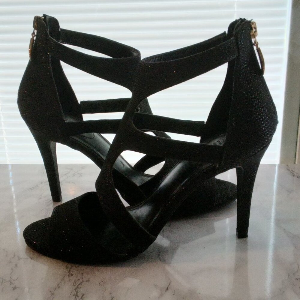 Maripe Womens Black Sparkly Glitter Stiletto 4" Heels Black High Heels Size 9 - Picture 14 of 16